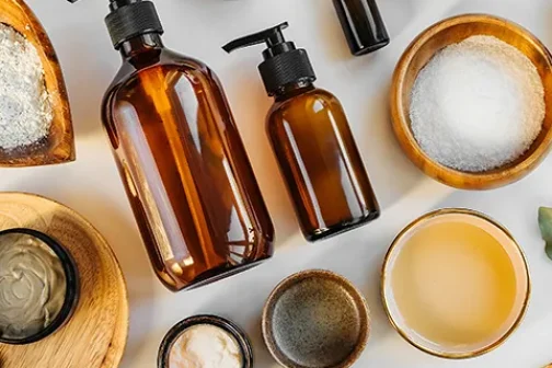 A range of beauty products from oils, powders and creams